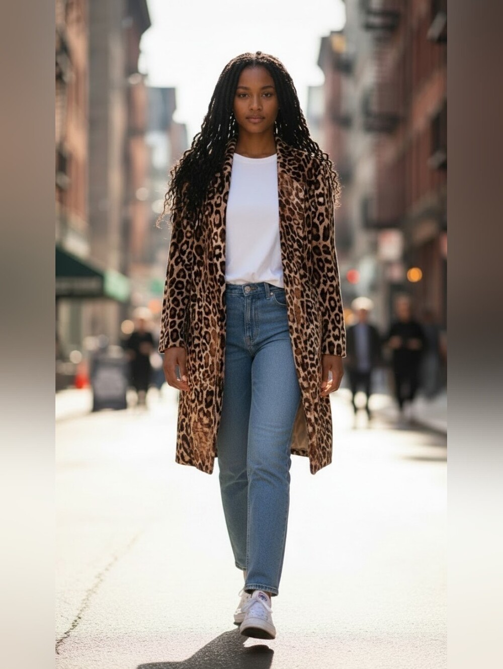 Roz & Ali Leopard Print Long Sleeve Cardigan Misses Size Large